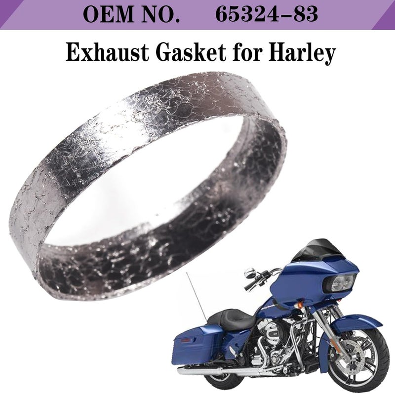 LYNSHINE Harley Exhaust Gasket Sheets,dyn,sportster,softail,touring,evo,etc,are Made Of Graphite And Steel Mesh With an Inner Diameter Of 48mm (2pcs), It Fits Most Harley-davidson Bikes From 1984 Onwards. - Image 2